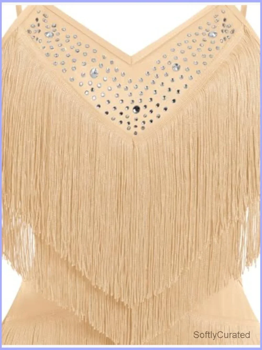 Women's Rhinestone Fringe Latin Dance Dress Leotard V Neck Tie Back - Picture 6 of 6